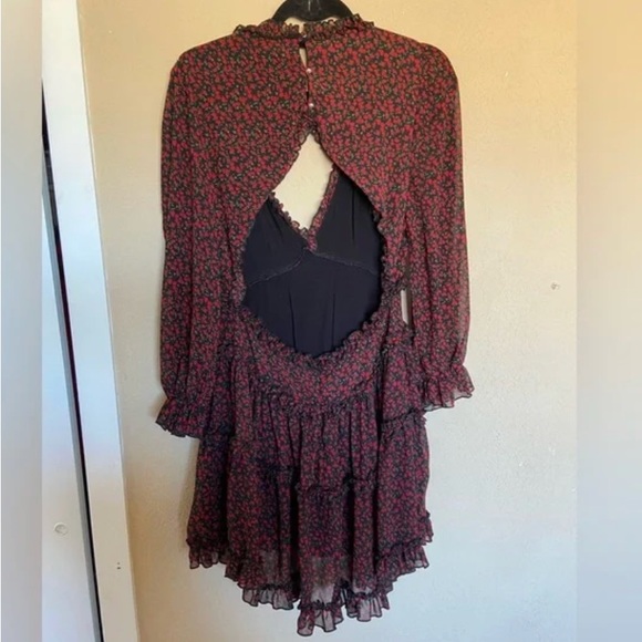 (New with Tags) Row A Floral Ruffle Long Sleeve Mini Dress - Picture 9 of 9